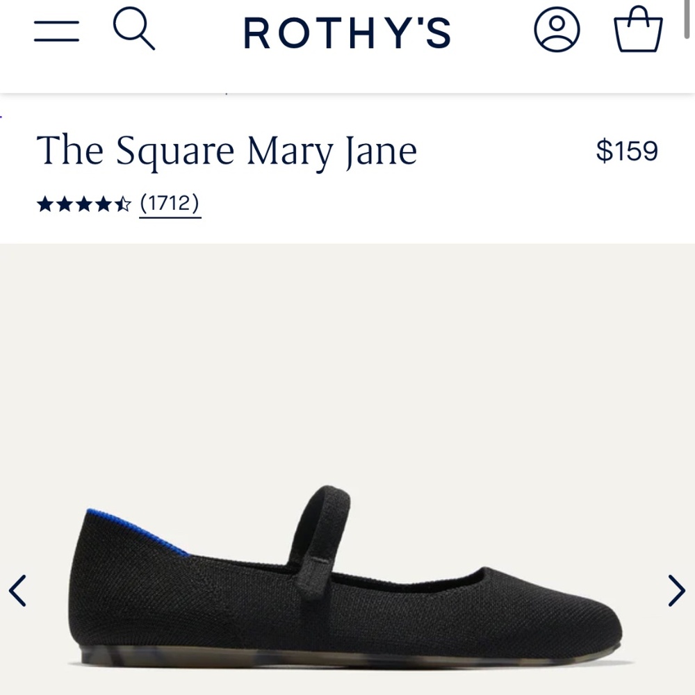 Rothy's - The Square Mary Jane in Black. Size 7.5